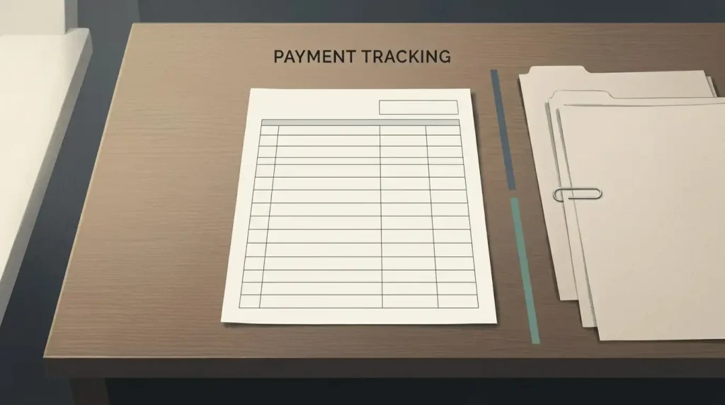Blank transaction ledger and historical payment papers