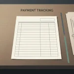 Blank transaction ledger and historical payment papers